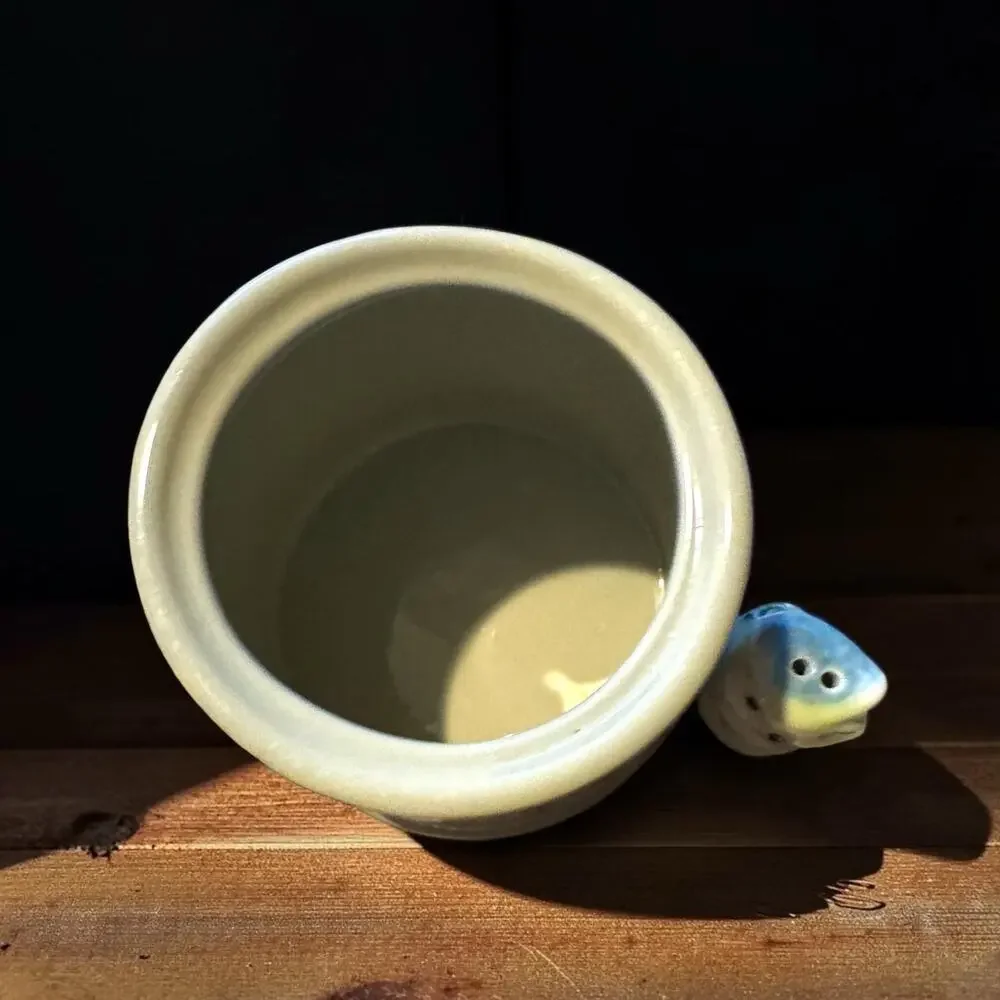 Vintage Sage Green Stoneware Kitchen Canister with Lid | Farmhouse Ceramic